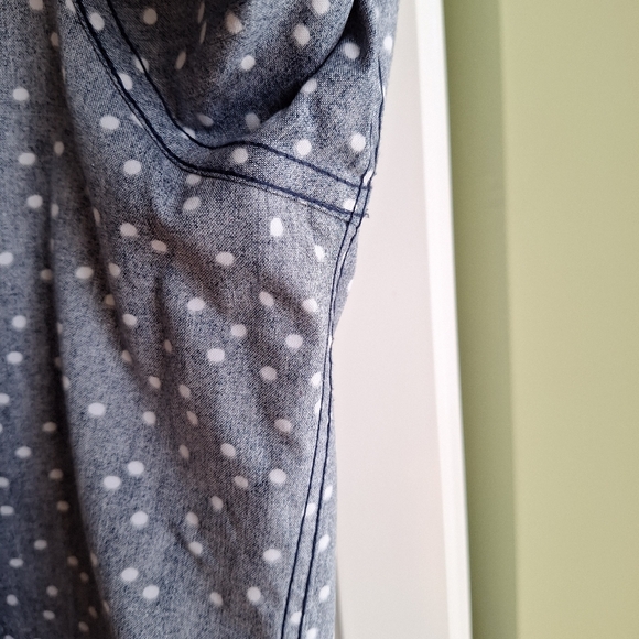 L.L. Bean Dark Blue Polka Dot Womens Shirt - Picture 7 of 8